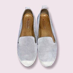 Blondo Bella Espadrille Loafers Grey Suede Leather Slip On Flats Womens Size 8.5